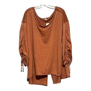 Cato's Slouchy Drawstring Sweatshirt- Rust Plus-Size 24 Scoop Neck Relaxed-Fit